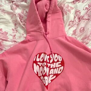 Faded Moon “I love you to the moon and back” pink hoodie. Size L